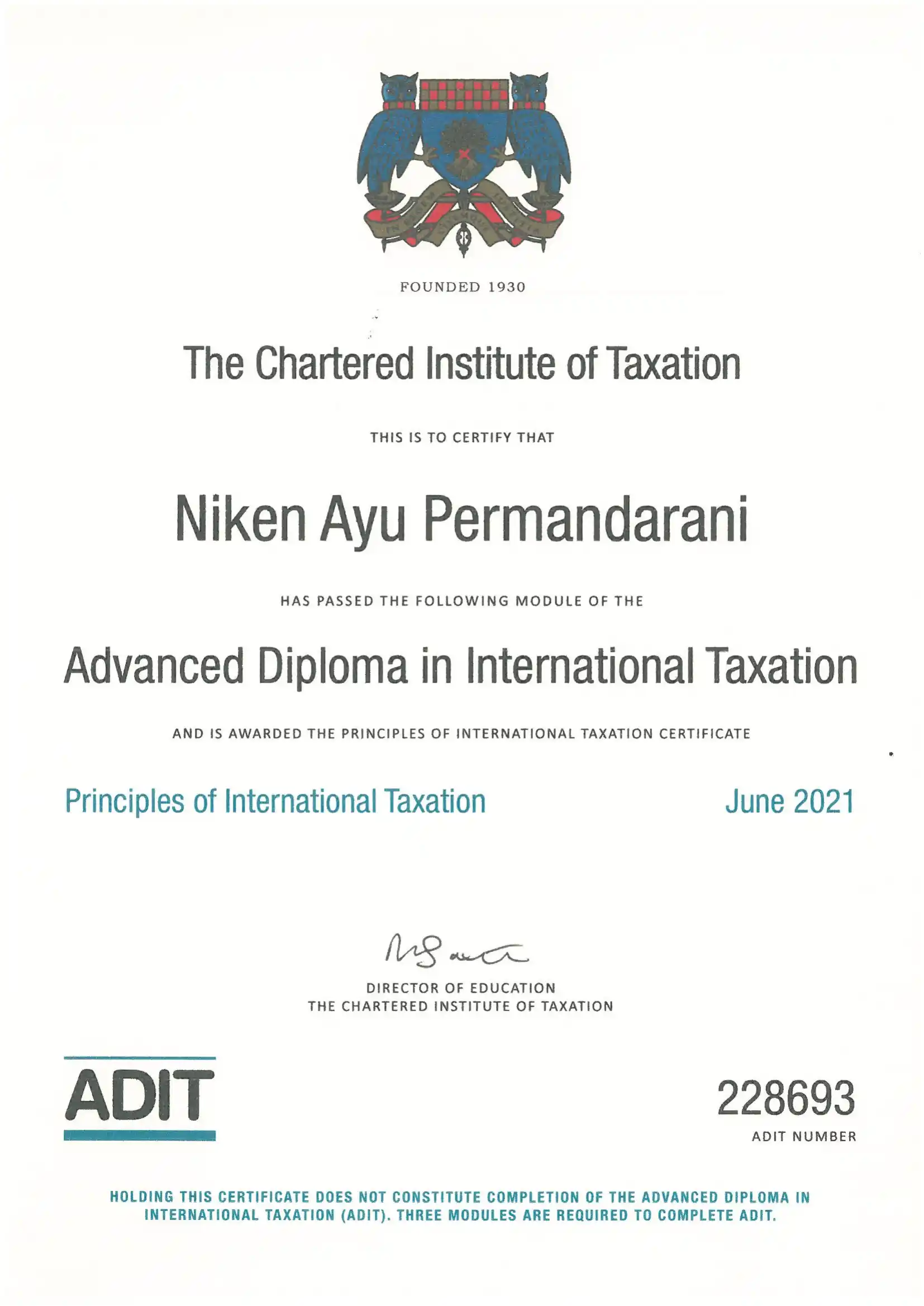 ADIT: Principles of International Taxation